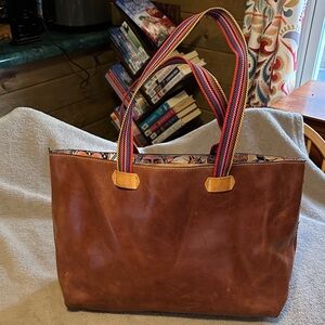 Consuela Brown Tote with Multicolor Straps